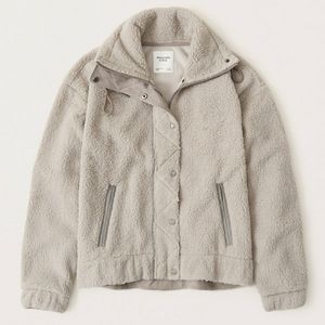 Abercrombie Luxe Leather Trim Sherpa Jacket $120